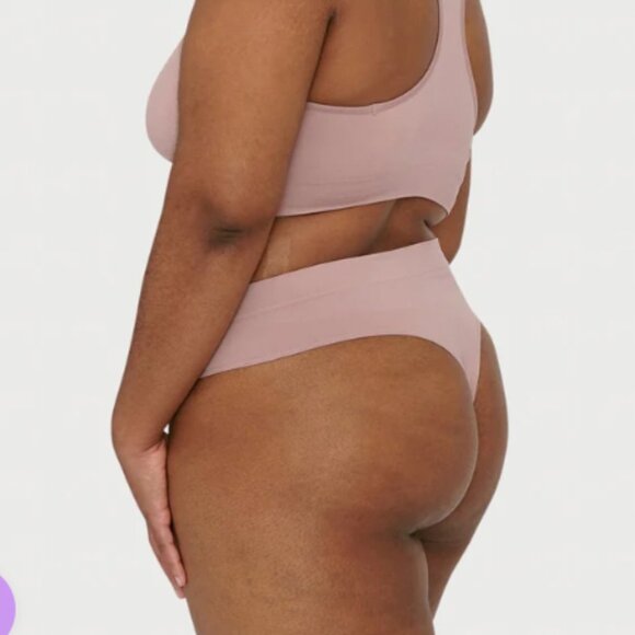 NWT Organic Basics RECYCLED NYLON  Active Thong Dusty Rose Size Medium - Picture 2 of 6